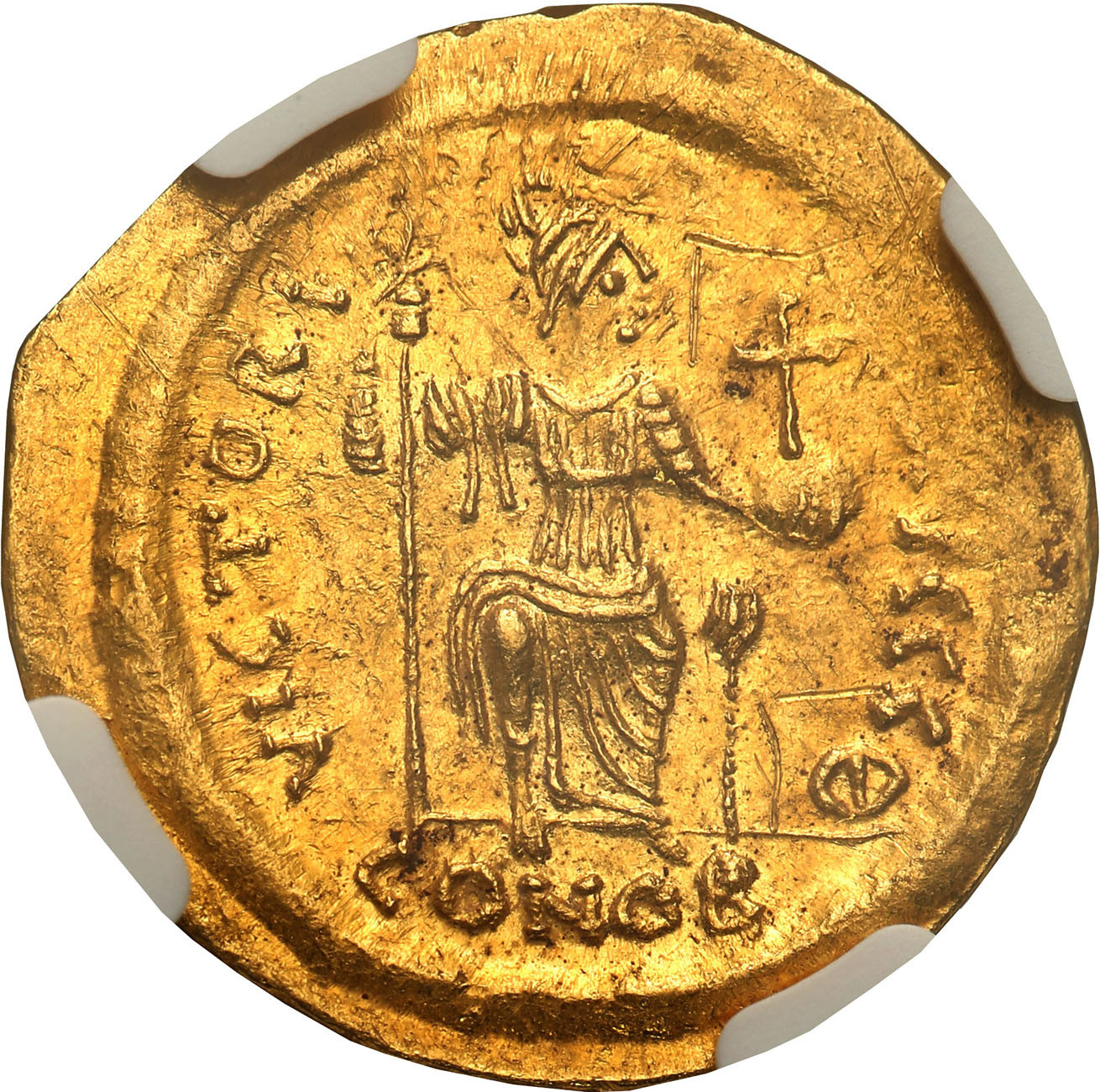 Bizancjum. Justin II (565-578). Solidus 567-578, Konstantynopol NGC MS 4/5 3/5